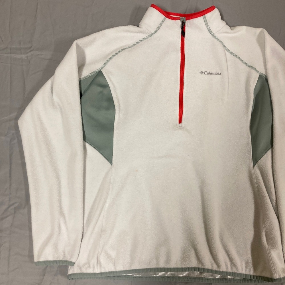 Columbia Omni-Heat Fleece Pullover Quarter Zip White Red XL AL6321‎ - Picture 4 of 14